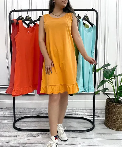 پیراهن نخ و پنبه دامن چین تیارا