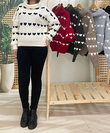 پلیور بافت یقه شل قلبی