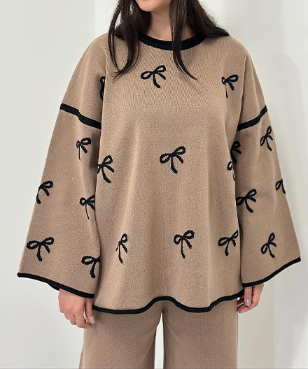 ست بافت بلوز وشلوار بگ پاپیون