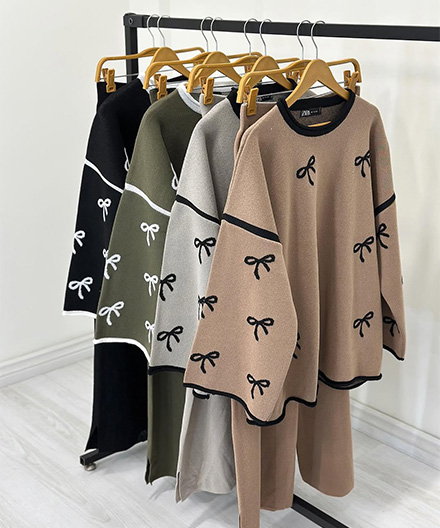 ست بافت بلوز وشلوار بگ پاپیون