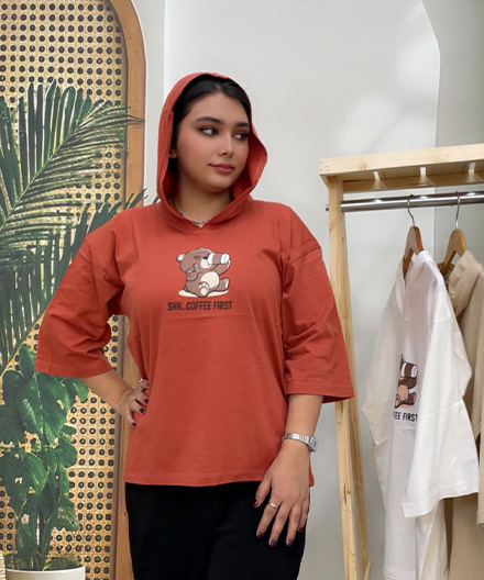 تیشرت باکسی کلاهدار تدی