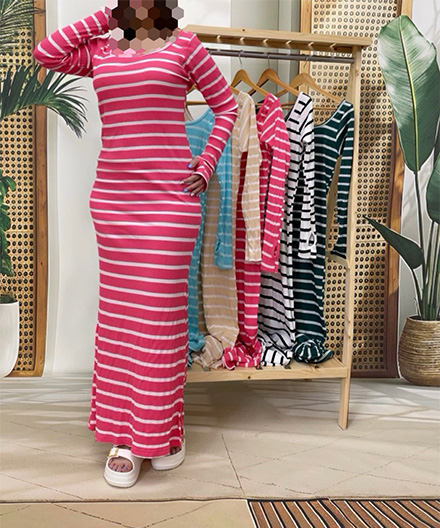 پیراهن ماکسی کبریتی راه راه