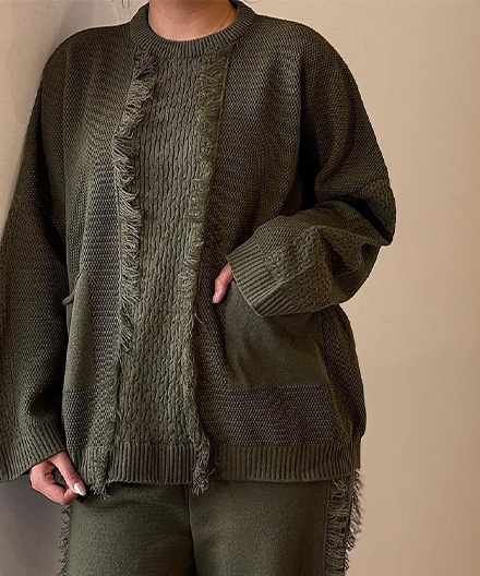 ست بافت بلوز و‌شلوار بگ مکزیکی