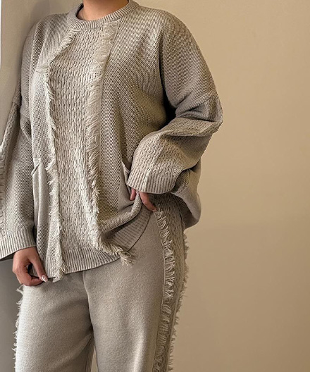 ست بافت بلوز و‌شلوار بگ مکزیکی