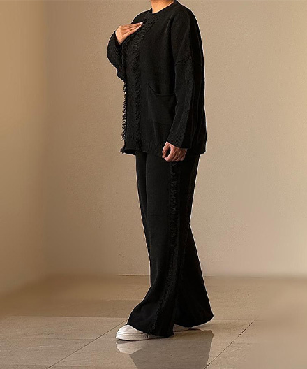 ست بافت بلوز و‌شلوار بگ مکزیکی