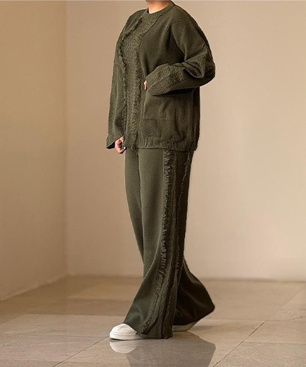 ست بافت بلوز و‌شلوار بگ مکزیکی