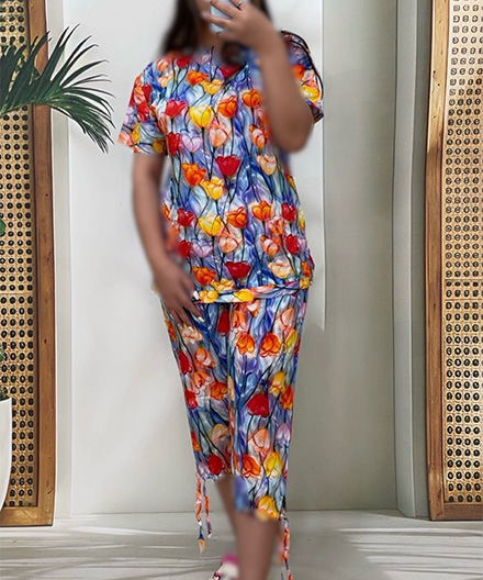 ست زنانه تیشرت و شلوار برمودا سه بعدی