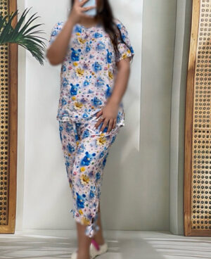 ست زنانه تیشرت و شلوار برمودا سه بعدی