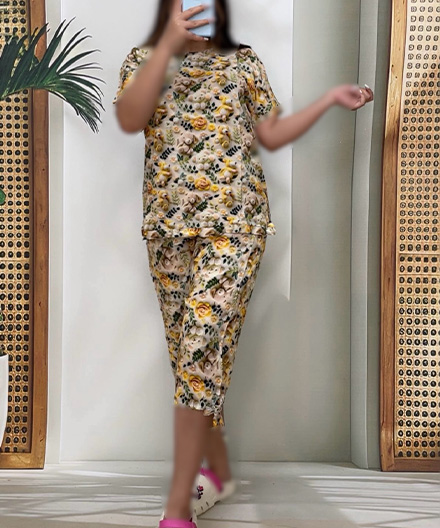 ست زنانه تیشرت و شلوار برمودا سه بعدی