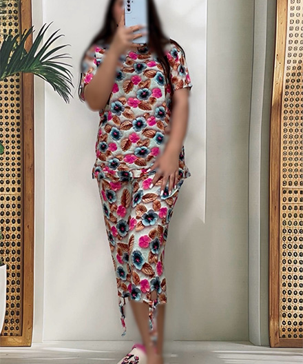 ست زنانه تیشرت و شلوار برمودا سه بعدی