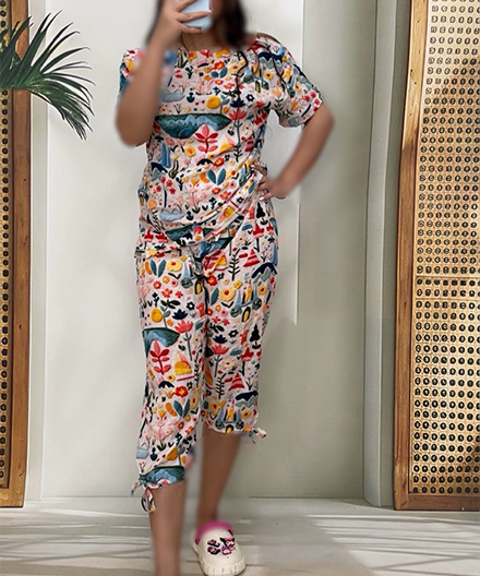 ست زنانه تیشرت و شلوار برمودا سه بعدی