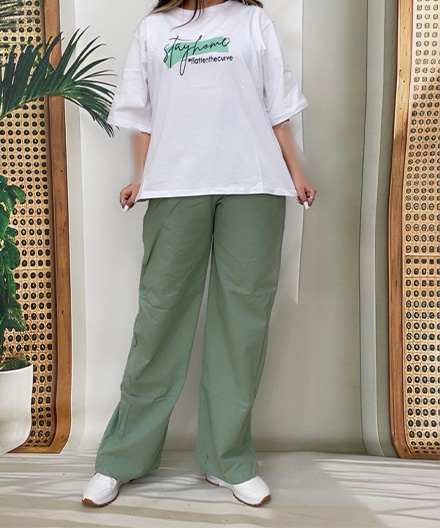 تیشرت لانگ و شلوار لینن زنانه