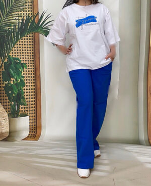 تیشرت لانگ و شلوار لینن زنانه