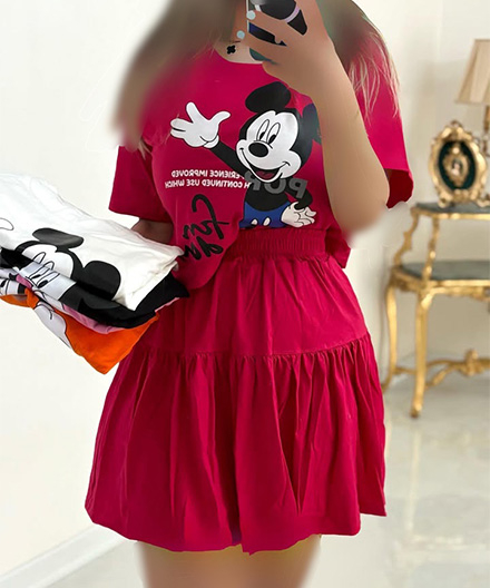 ست خونگی میکی موس کراپ و دامن