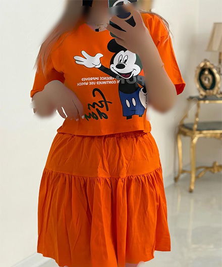 ست خونگی میکی موس کراپ و دامن