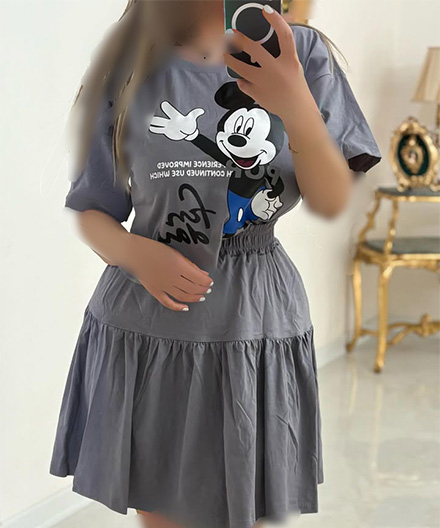 ست خونگی میکی موس کراپ و دامن