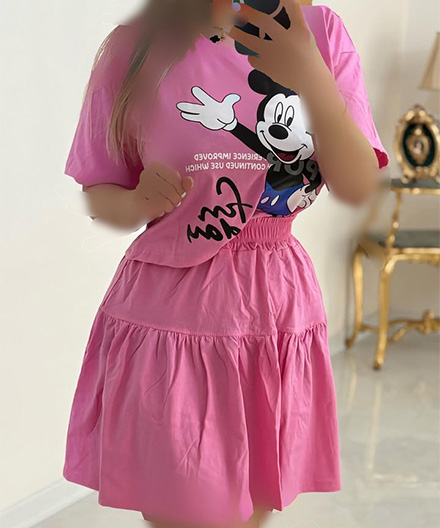 ست خونگی میکی موس کراپ و دامن